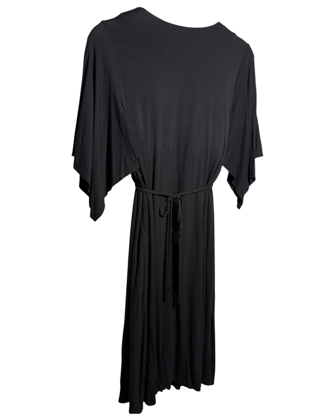 SOMA | Black Soft Jersey Caftan V-Neck Flutter Sleeve Midi Dress L Built In Bra - Picture 13 of 15